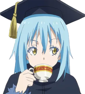 ☕️ Rimuru Tempest That Time I Got Reincarnated as a Slime Anime, Formatura, Chá, Slime, Fofo telegram sticker