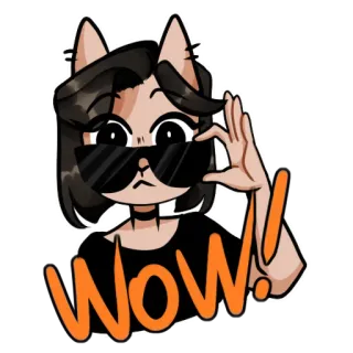 😯 WOW! 猫, サングラス, すごい, 漫画 whatsapp sticker