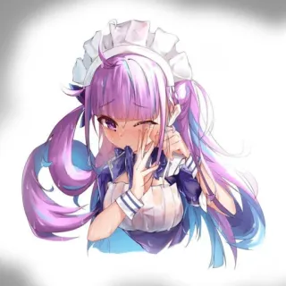 🔮 Gadis anime, Maid, Imut, Kawaii, Rambut ungu, Ilustrasi, Karya seni telegram sticker