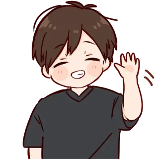 👋 cartoon, boy, waving, friendly, greeting, happy telegram sticker