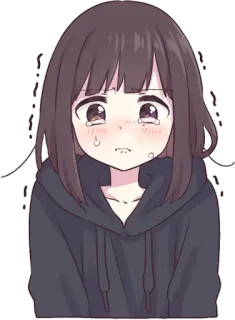 😳 Anime, Pleurs, Fille, Triste, Larmoyant, Kawaii whatsapp sticker