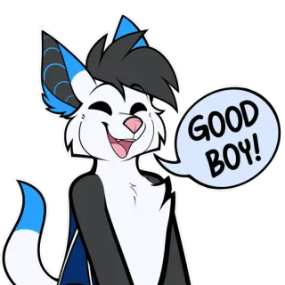 👑 GOOD BOY! Furry, Gatto, Antro, Bravo ragazzo, Carino, Cartone animato telegram sticker