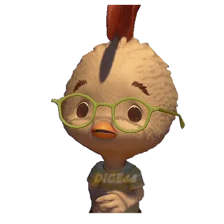 😔 Chicken Little DIG44 gà, hoạt hình, nhân vật, kính, dễ thương, hoạt họa telegram sticker