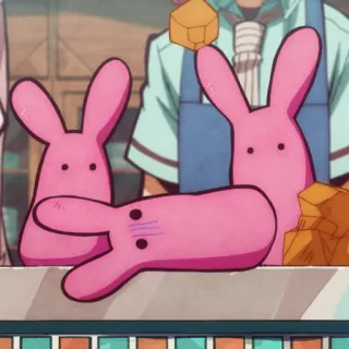 🎟 coelhinhos rosa, fofo, kawaii, anime, animal whatsapp sticker