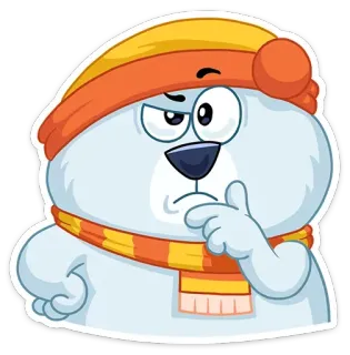 😊 くま, 冬, 漫画, かわいい, ステッカー, 考えている, マフラー, 帽子 telegram sticker