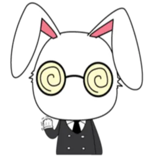 😶 兔子, 小兔子, 眼镜, 卡通, 动物, 白色, 西装 whatsapp sticker