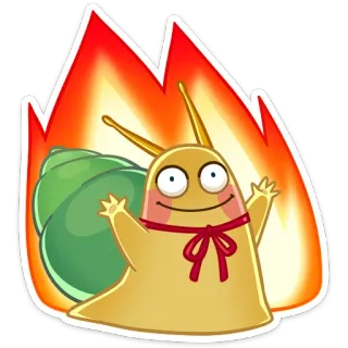 🔥 siput, kartun, imut, hewan, api, senang, stiker whatsapp sticker