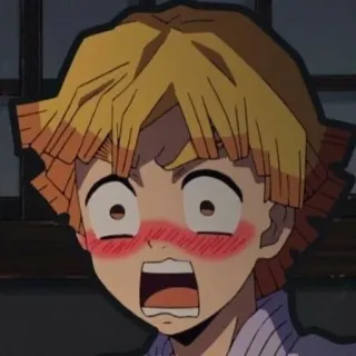 🍃 Zenitsu Agatsuma Demon Slayer anime, shocked, blush, scared telegram sticker