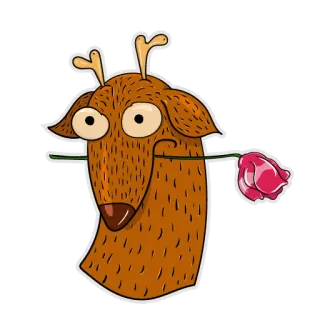 🌹 veado, animal, flor, desenho animado, fofo, engraçado, amor, romance telegram sticker