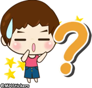 ❓ @MHStickers 问题, 可爱, 卡通, 贴纸, 思考, 卡哇伊 telegram sticker