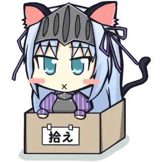 ☺️ 拾え Anime, Orejas de gato, Caja, Chibi, Casco telegram sticker