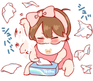 🎭 テシュ bebê, lenço de papel, fofo, lenço de papel, desenho animado whatsapp sticker