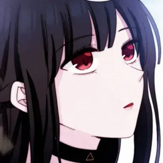 🔸 anime, girl, red eyes, black hair, manga, cartoon telegram sticker