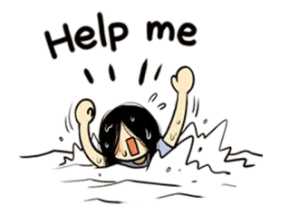 🆘 Help me help, drowning, cartoon, distress, struggle, assistance telegram sticker