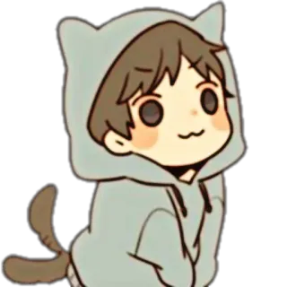 🥡 Katze, Hoodie, Cartoon, Junge, Süß, Anime, Kawaii telegram sticker