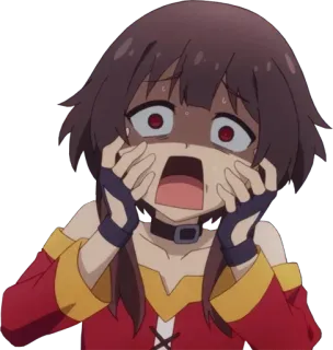 😱 Megumin Konosuba Anime, effrayé, choqué, Megumin, Konosuba whatsapp sticker