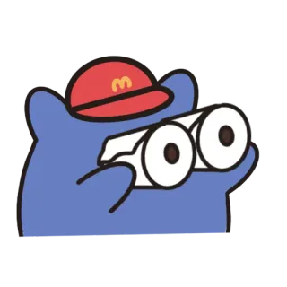 👀 dibujos animados, personaje, sombrero, prismáticos, azul, mono telegram sticker