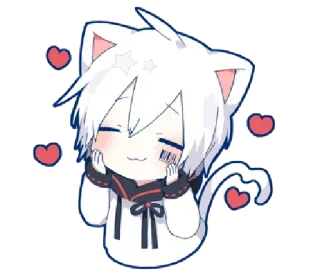 🥰 cute, cat, anime, kawaii, hearts whatsapp sticker