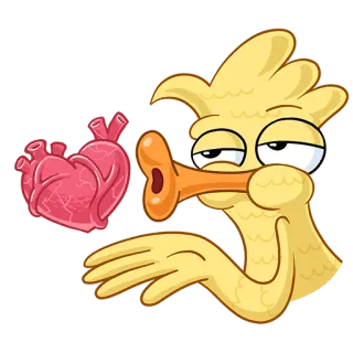 😘 утка, сердце, любовь, мультфильм, анатомия, смешной, персонаж telegram sticker