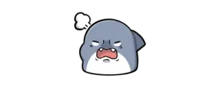 🦈 requin, en colère, mignon, emoji, dessin animé, personnage telegram sticker