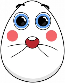 😯 Cartoon, Figur, Tier, Süß, Kawaii, Weiß, Oval, Augen telegram sticker