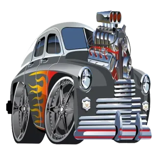 😤 автомобиль, хот род, транспорт, пламя, мультфильм, кастом кар telegram sticker