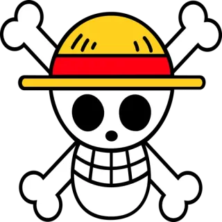 💀 Monkey D. Luffy One Piece Anime, Pirata, Caveira, Chapéu de palha, Mangá, Bandeira, One Piece telegram sticker