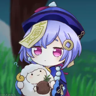 💠 Qiqi Genshin Impact Qiqi, Genshin Impact, zombie, anime, video game, imut, cryo whatsapp sticker