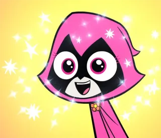 🖤 Raven Teen Titans Go! Мультфильм, Супергерой, Розовый, Блестки, Аниме, Teen Titans telegram sticker