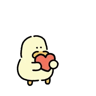 💬 anatra, cuore, carino, cartone animato, amore, personaggio telegram sticker