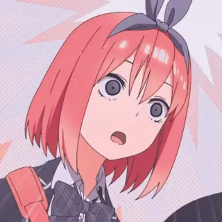 🌿 Anime, Garota, Cabelo ruivo, Laço, Uniforme escolar, Surpresa whatsapp sticker