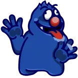 🤪 怪物, 卡通, 蓝色, 角色, 傻, 友善 whatsapp sticker