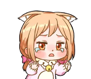 😢 triste, piangere, anime, ragazza, kawaii, lacrime, orecchie da gatto telegram sticker