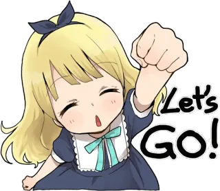 ✊ Let's Go! Anime, Doping, Motywacja, Dziewczyna, Pozytywny, Zachęta whatsapp sticker