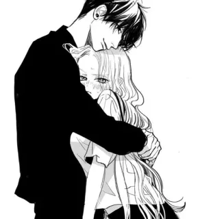 🌟 Anime, Manga, Cặp đôi, Ôm, Lãng mạn, Tình yêu, Hình minh họa telegram sticker