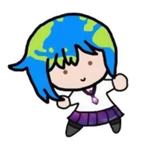 🙂 Earth-chan Terra, Planeta, Anime, Kawaii, Fofo telegram sticker