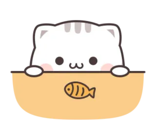 🥴 cat, kitten, fish, cute, animal, pet, kawaii whatsapp sticker