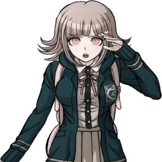 🌟 Chiaki Nanami Danganronpa anime, garota, personagem, cabelo rosa, danganronpa, videogame telegram sticker