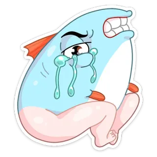😭 ปลา, ร้องไห้, น้ำตา, เศร้า, การ์ตูน, ตัวละคร telegram sticker