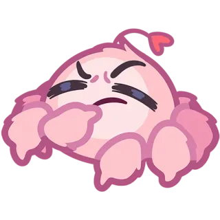 🤔 귀여운, 화난, 분홍색, 괴물, 만화, 스티커 telegram sticker