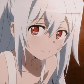 🙂 anime, girl, white hair, red eyes, cute, cartoon telegram sticker
