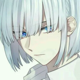 🌊 Anime, Capelli bianchi, Occhi blu, Personaggio, Manga, Bishonen whatsapp sticker
