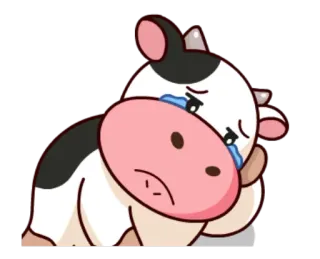 😢 vache, triste, pleurs, animal, dessin animé, autocollant telegram sticker