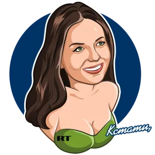 😁 Кстати phụ nữ, hoạt hình, chân dung, nữ, Nga, nụ cười, tóc nâu telegram sticker
