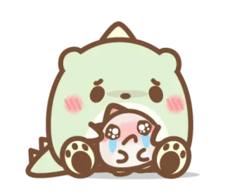 😊 adesivo, kawaii, fofo, urso, dinossauro, chorando, triste, gato telegram sticker