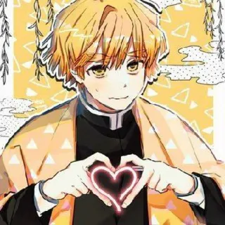 🧡 Zenitsu Agatsuma Demon Slayer Anime, Demon Slayer, Zenitsu, Coração, Desenho animado, Mangá, Personagem telegram sticker
