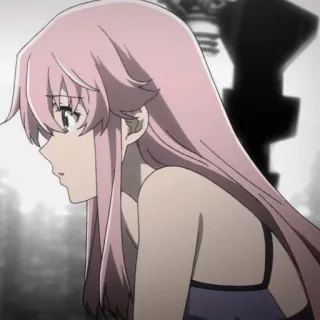 💈 Yuno Gasai Mirai Nikki Anime, Fille, Cheveux roses, Yandere whatsapp sticker