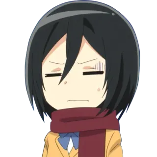 😓 Mikasa Ackerman Attack on Titan anime, manga, cartoon, character, Mikasa, Ackerman, Attack on Titan telegram sticker