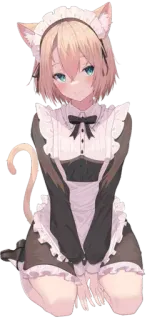 😳 Anime, Nekomimi, Serveuse, Mignon, Kawaii telegram sticker