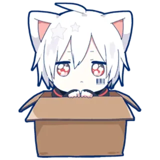 🥺 anime, cat, box, chibi, cute, cartoon, sticker telegram sticker